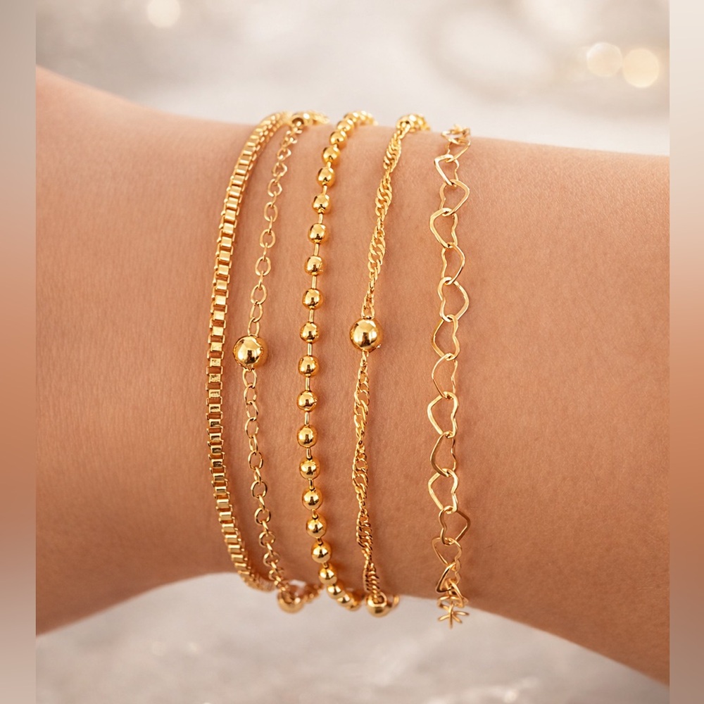 Bracelet Stack Adjustable Gold Tone - image 1